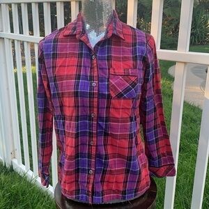 Victoria’s Secret collared plaid PJ top XS